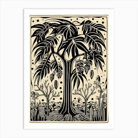 B&W Plant Illustration Areca Palm Art Print