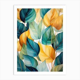 Abstract Watercolor Leaves Art Print