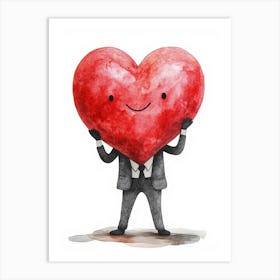 Businessman Holding A Heart Art Print