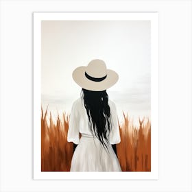 Girl In A Hat, Boho Art Style Art Print