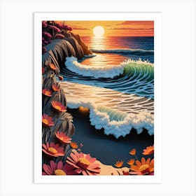 Sunset At The Beach Art Print