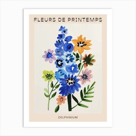 Spring Floral French Poster  Delphinium 1 Art Print