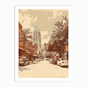 Duotone Illustration Rainey Street Historic District Austin Texas 4 Art Print