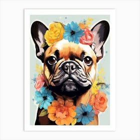 French Bulldog Portrait With A Flower Crown, Matisse Painting Style 4 Art Print