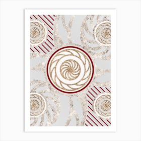 Geometric Glyph Abstract in Festive Gold Silver and Red n.0099 Art Print