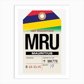 Mauritius (MRU) Vintage Airline Luggage Tag Art Print