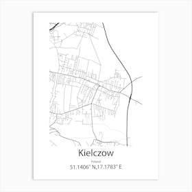 Kielczow,Poland Minimalist Map Art Print