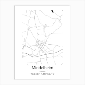 Mindelheim,Germany Minimalist Map Art Print