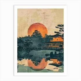Kenrokuen Garden Kanazawa Japan Mid Century Modern 1 Art Print