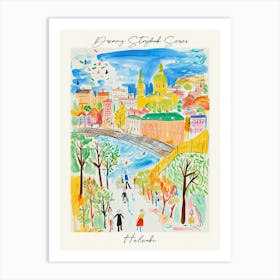 Poster Of Helsinki, Dreamy Storybook Illustration 3 Art Print