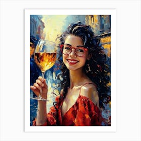 A Magical Smile And A Glass Of Wine Art Print