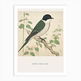 Ohara Koson Inspired Bird Painting Barn Swallow 2 Poster Art Print