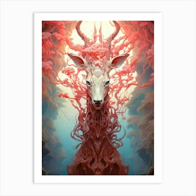 Deer Floral Art Print