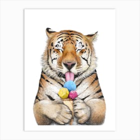 Tiger With Ice Cream Art Print