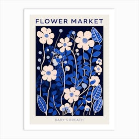 Blue Flower Market Poster Babys Breath 1 Art Print