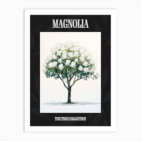Magnolia Tree Pixel Illustration 2 Poster Art Print