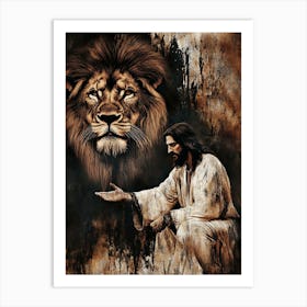 Jesus And The Lion Art Print