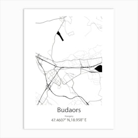 Budaors,Hungary Minimalist Map Art Print