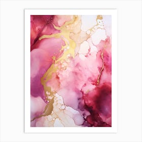 Pink, White, Gold Flow Asbtract Painting 3 Art Print