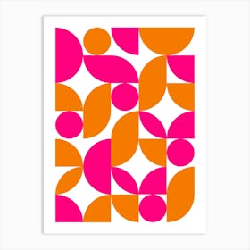 Mid Century Modern Abstract 26 Pink and Orange Art Print