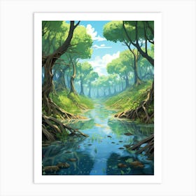 Mangrove Forests Cartoon 1 Art Print