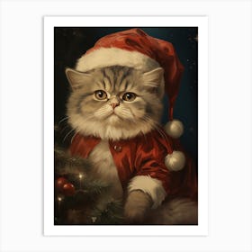 Santa Cat Art Print