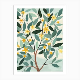 Pecan Tree Flat Illustration 3 Art Print