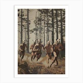 Men Running Redwoods 2 Fy V Art Print