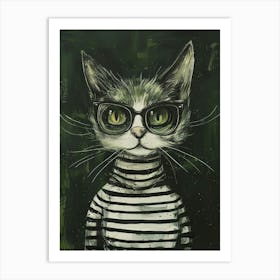 Cat In Glasses 4 Art Print