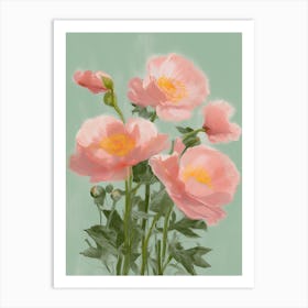 Roses Flowers Acrylic Painting In Pastel Colours 14 Art Print
