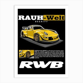 Porsche RWB Yellow Art Print