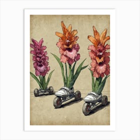 Skateboard Flowers Art Print