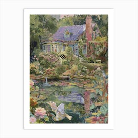 Pond Monet Fairies Scrapbook Collage 4 Art Print