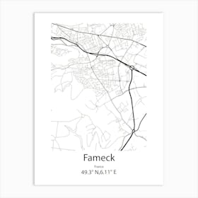 Fameck,France Minimalist Map Art Print