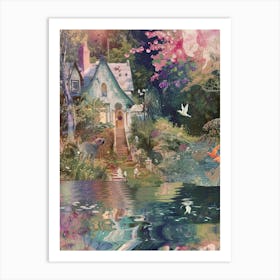 Fairy House Collage Pond Monet Scrapbook 8 Art Print