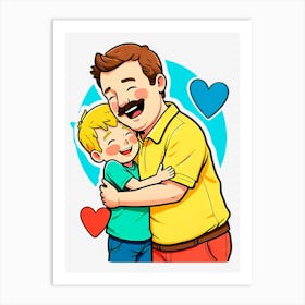 Father And Son Hugging 1 Art Print