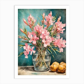 Pink Flowers In A Vase 1 Art Print