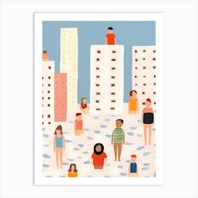 New York City Scene, Tiny People And Illustration 2 Art Print