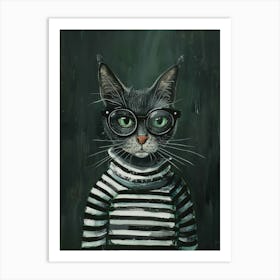 Cat In Glasses 2 Art Print