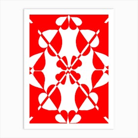 Red And White Floral Pattern Art Print