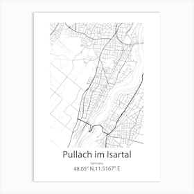 Pullach Im Isartal,Germany Minimalist Map Art Print