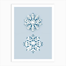 Snowflakes In The Snow,  Snowflakes Retro Minimal 1 Art Print