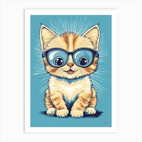 Cute Kitten In Glasses Art Print