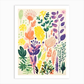 Colourful Botanical Risograph Style 42 Art Print