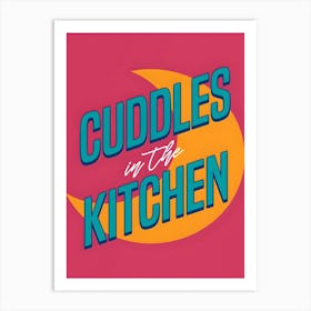 Cuddles In The Kitchen Retro Art Print