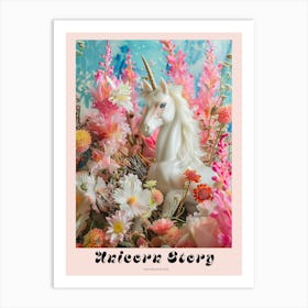Toy Unicorn Surrounded By Flowers 3 Poster Art Print