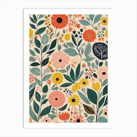 Pastel Floral Pattern Art Print