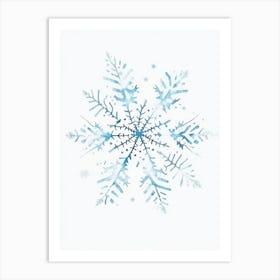 Winter Snowflake Pattern, Snowflakes, Minimalist Watercolour 2 Art Print