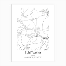 Schiffweiler,Germany Minimalist Map Art Print