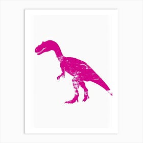 Pink Dinosaur Silhouette 2 Art Print